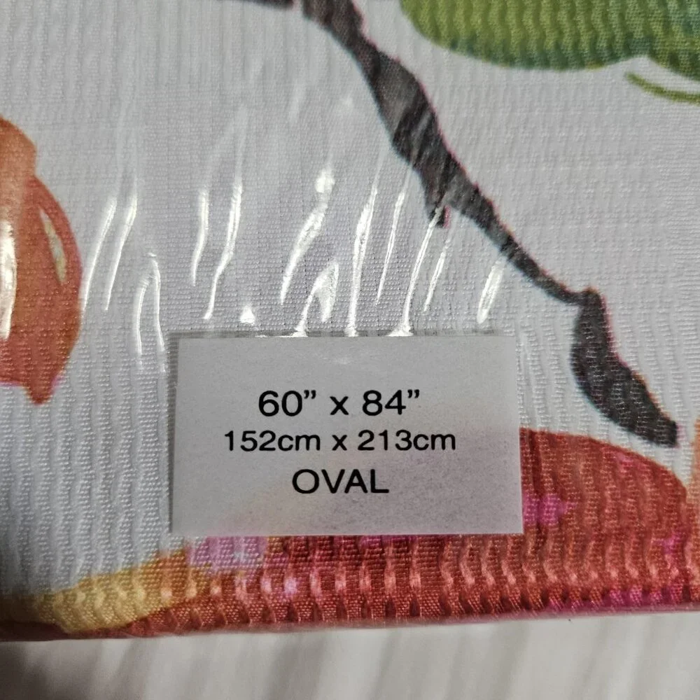 Microfiber Tablecloth Linen 60x84 Oval Cassie Floral White Yellow Waterproof